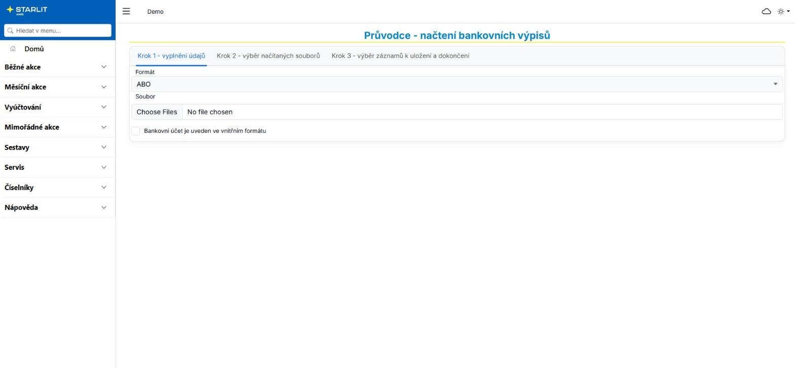 Průvodce - načtení bankovních výpisů, krok 1