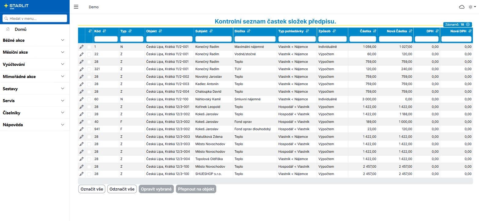Kontrolní seznam částek složek předpisu Kontrolní seznam částek složek předpisu