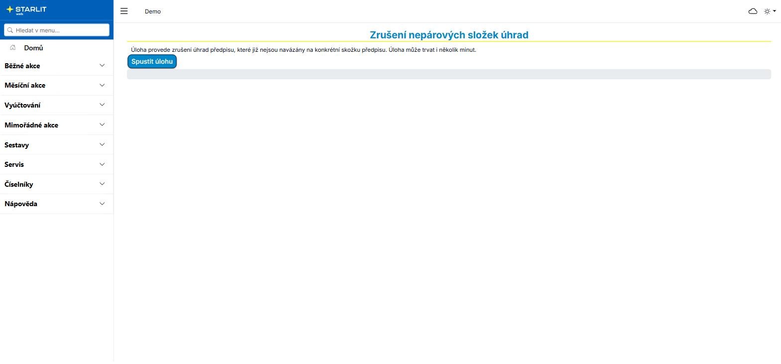 Zrušení nepárových složek úhrad Zrušení nepárových složek úhrad