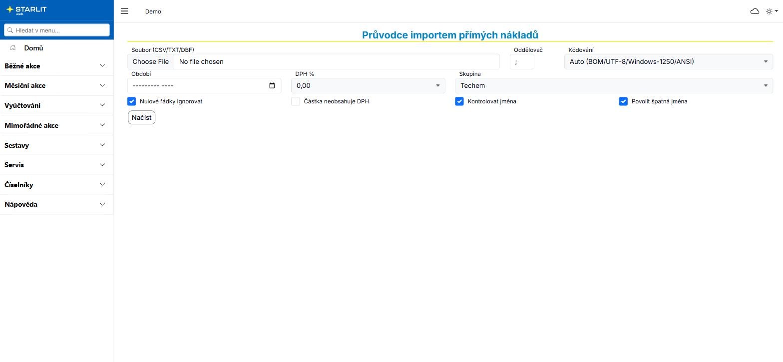 Průvodce importem přímých nákladů Průvodce importem přímých nákladů